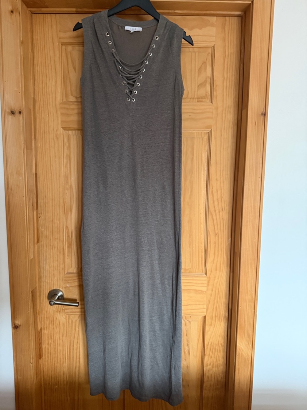 IRO Gray Lace-Up Sleeveless Maxi Dress small
